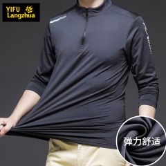 伊夫狼爪春季長袖t恤男士潮牌ins潮流立領(lǐng)男裝青年百搭寬松運(yùn)動(dòng)上衣服